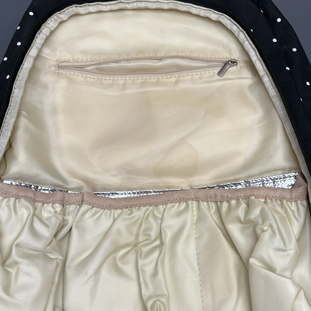 CATEEPBABY Organizer Travel Diaper Backpack black with white polka dots FLAWS! - Picture 3 of 11